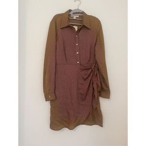 Michael Kors Women's Geometric Button Down Tie Dress NEW